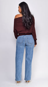 Alba Mid Rise Straight Leg Denim Jeans - Blue